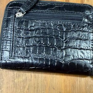 WalletBe BLACK Croc Leather Accordion Wallet Unused No Box